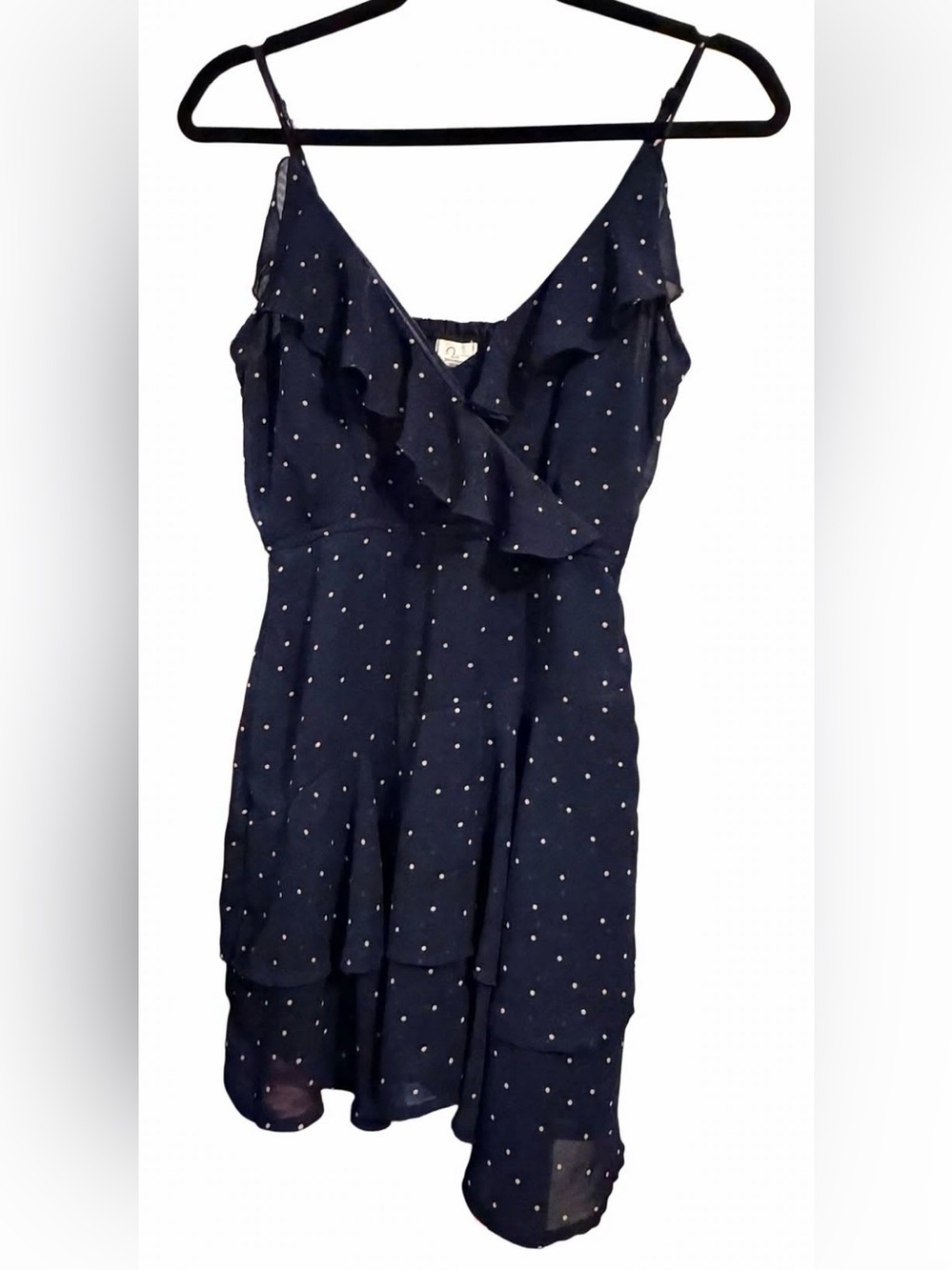Japna- Navy Polka Dot Ruffle Romper- M